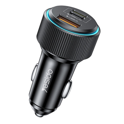 Φορτιστής Αυτοκινήτου με Καλώδιο Lightning Yesido Y60, 38W, 3A, 1 x USB-A - 2 x USB-C, Μαύρο