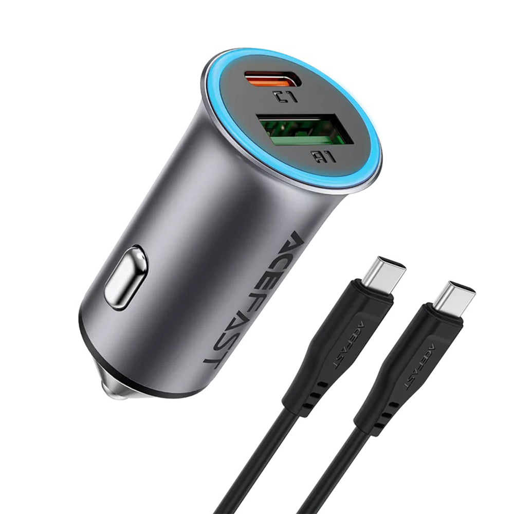 Φορτιστής Αυτοκινήτου με Καλώδιο USB-C Acefast B16, 95W, 3.25A, 1 x USB-A - 1 x USB-C, Γκρι