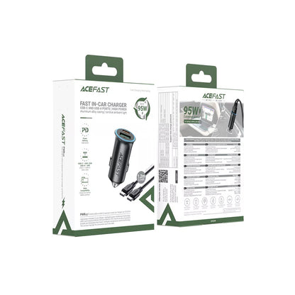 Φορτιστής Αυτοκινήτου με Καλώδιο USB-C Acefast B16, 95W, 3.25A, 1 x USB-A - 1 x USB-C, Γκρι