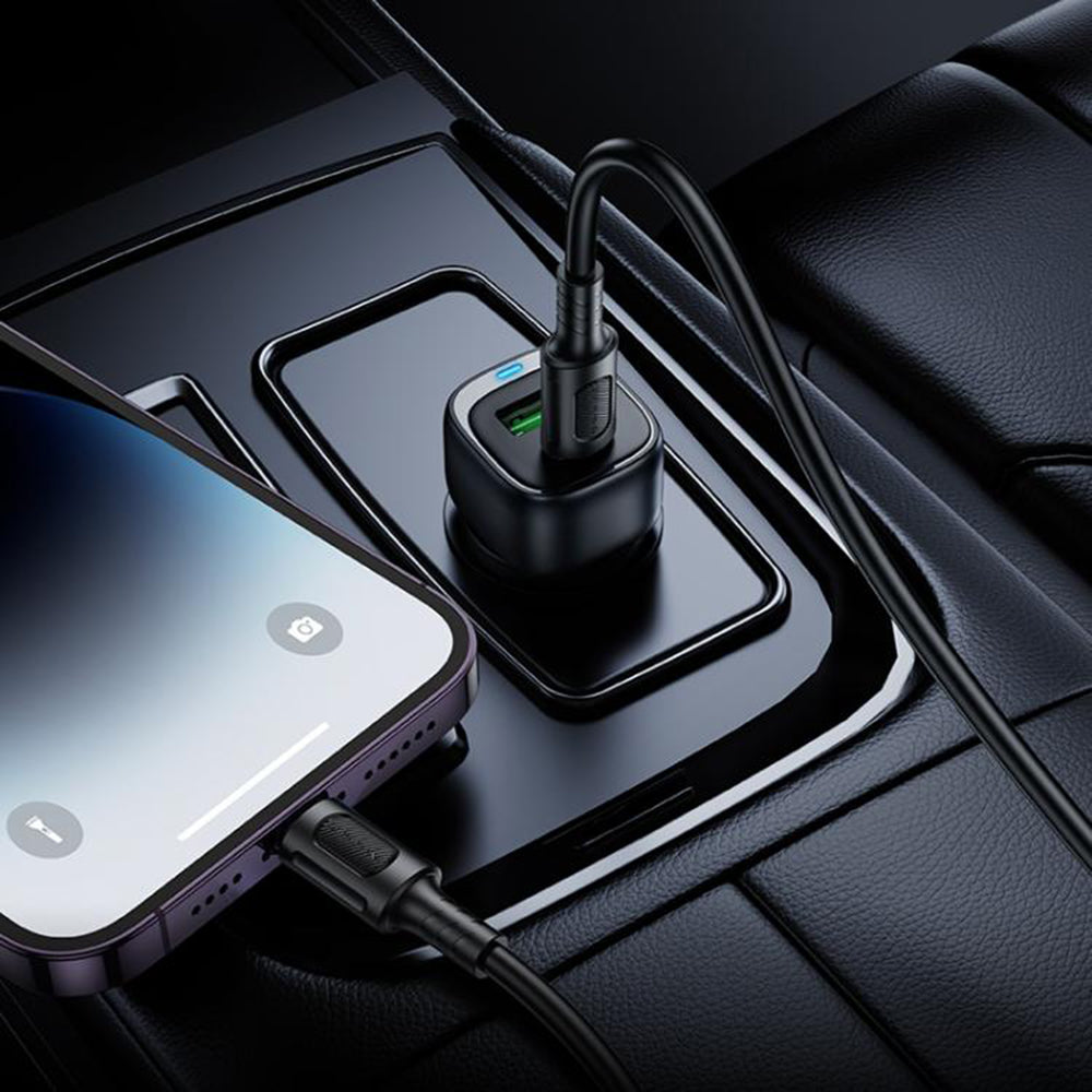 Car Charger with USB-C Cable Borofone BZ34B Cloud, 20W, 3A, 1 x USB-A - 1 x USB-C, White