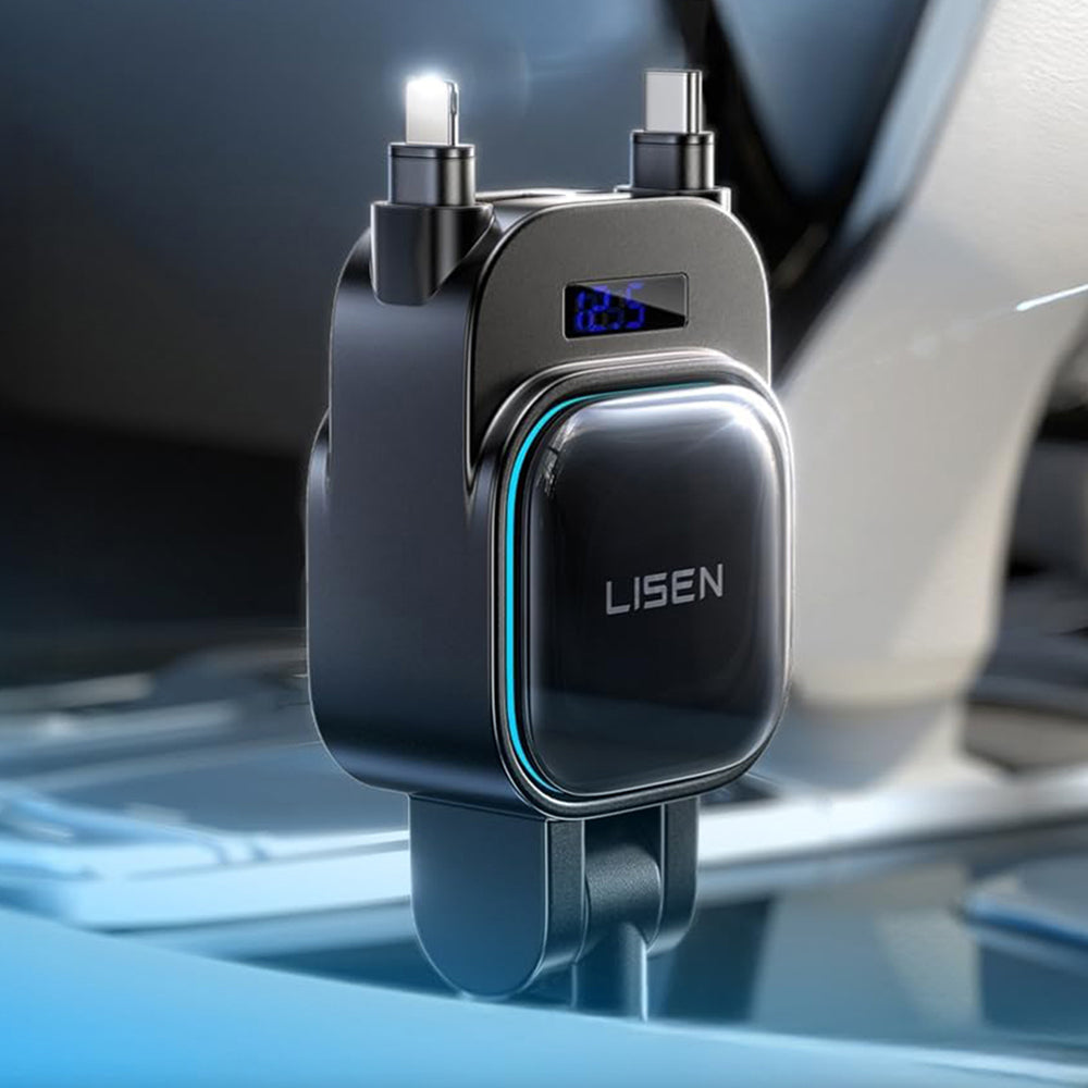 Φορτιστής Αυτοκινήτου με Καλώδιο USB-C / Lightning Lisen Display, 96W, 3A, 1 x USB-A - 1 x USB-C, Μαύρο YL0224080017