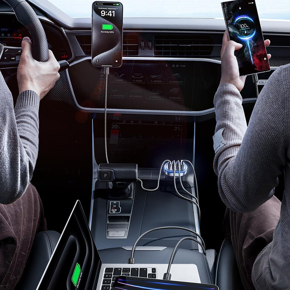 Φορτιστής Αυτοκινήτου με Καλώδιο USB-C Lisen, 101W, 3.25A, 1 x USB-A - 3 x USB-C, Μαύρο YL0223120021