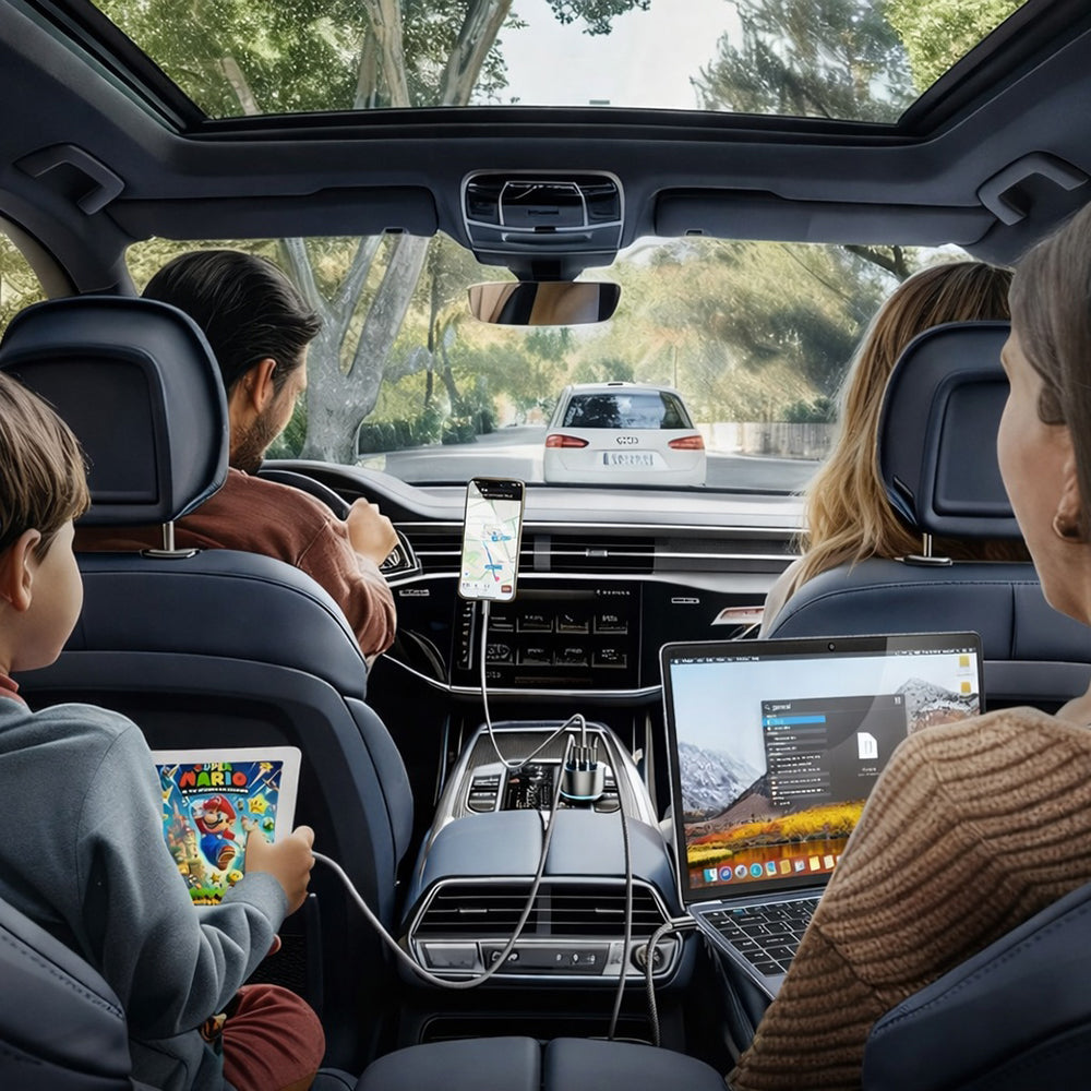 Φορτιστής Αυτοκινήτου με Καλώδιο USB-C Lisen, 170W, 5A, 1 x USB-A - 2 x USB-C, Μαύρο YL0224010001