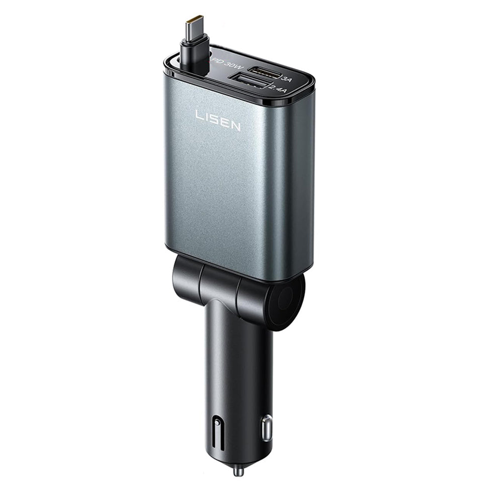 Φορτιστής Αυτοκινήτου με Καλώδιο USB-C Lisen, 57W, 3A, 1 x USB-A - 1 x USB-C, Μαύρο YL0325010016