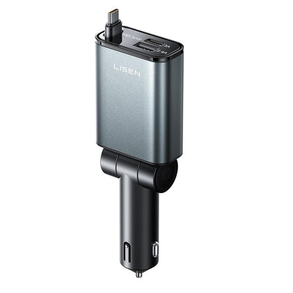 Φορτιστής Αυτοκινήτου με Καλώδιο USB-C Lisen, 57W, 3A, 1 x USB-A - 1 x USB-C, Μαύρο YL0325010016