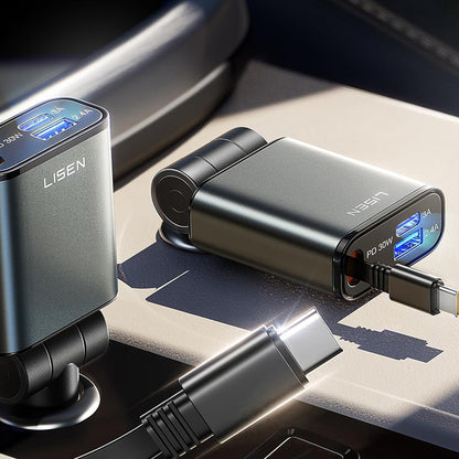 Φορτιστής Αυτοκινήτου με Καλώδιο USB-C Lisen, 57W, 3A, 1 x USB-A - 1 x USB-C, Μαύρο YL0325010016