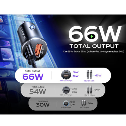 Φορτιστής Αυτοκινήτου με Καλώδιο USB-C Lisen, 83W, 3.25A, 1 x USB-A - 1 x USB-C, Ασημί YL0223110003