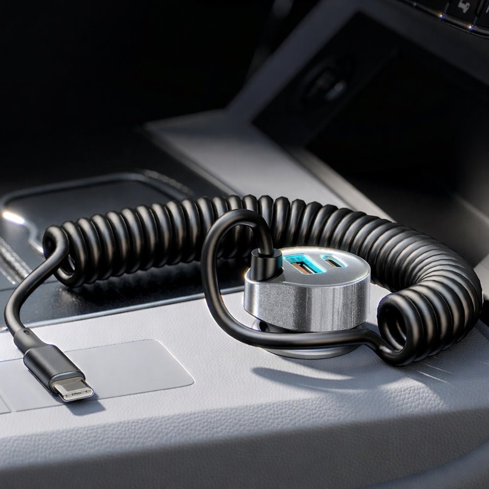 Φορτιστής Αυτοκινήτου με Καλώδιο USB-C Lisen, 90W, 3A, 1 x USB-A - 1 x USB-C, Μαύρο YL0223120020