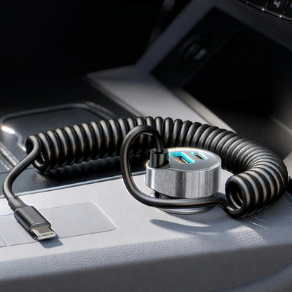 Φορτιστής Αυτοκινήτου με Καλώδιο USB-C Lisen, 90W, 3A, 1 x USB-A - 1 x USB-C, Μαύρο YL0223120020