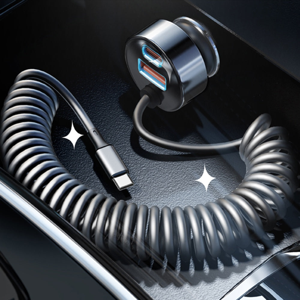 Φορτιστής Αυτοκινήτου με Καλώδιο USB-C Lisen, 90W, 3A, 1 x USB-A - 1 x USB-C, Μαύρο YL0223120020