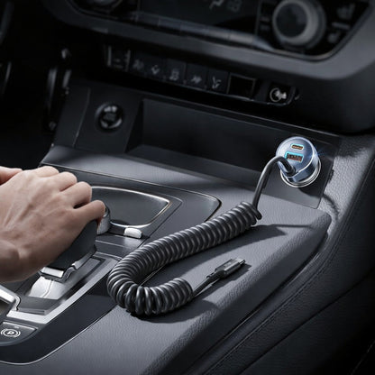 Φορτιστής Αυτοκινήτου με Καλώδιο USB-C Lisen, 90W, 3A, 1 x USB-A - 1 x USB-C, Μαύρο YL0223120020