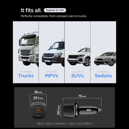Φορτιστής Αυτοκινήτου με Καλώδιο USB-C Spigen EV1133, 113W, 3.25A, 1 x USB-A - 2 x USB-C, Μαύρο