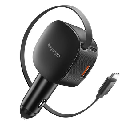 Car Charger with USB-C Cable Spigen EV603BT Essential, 60W, 3A, 1 x USB-A - 1 x USB-C, Black