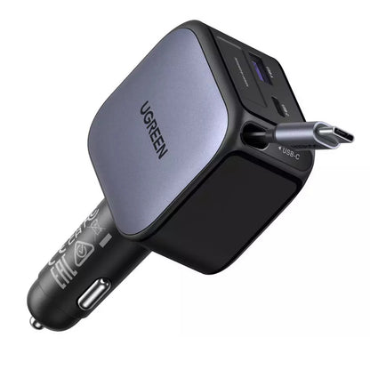 Φορτιστής Αυτοκινήτου με Καλώδιο USB-C UGREEN EC603, 90W, 3A, 1 x USB-A - 1 x USB-C, Γκρι
