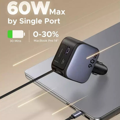 Φορτιστής Αυτοκινήτου με Καλώδιο USB-C UGREEN EC603, 90W, 3A, 1 x USB-A - 1 x USB-C, Γκρι