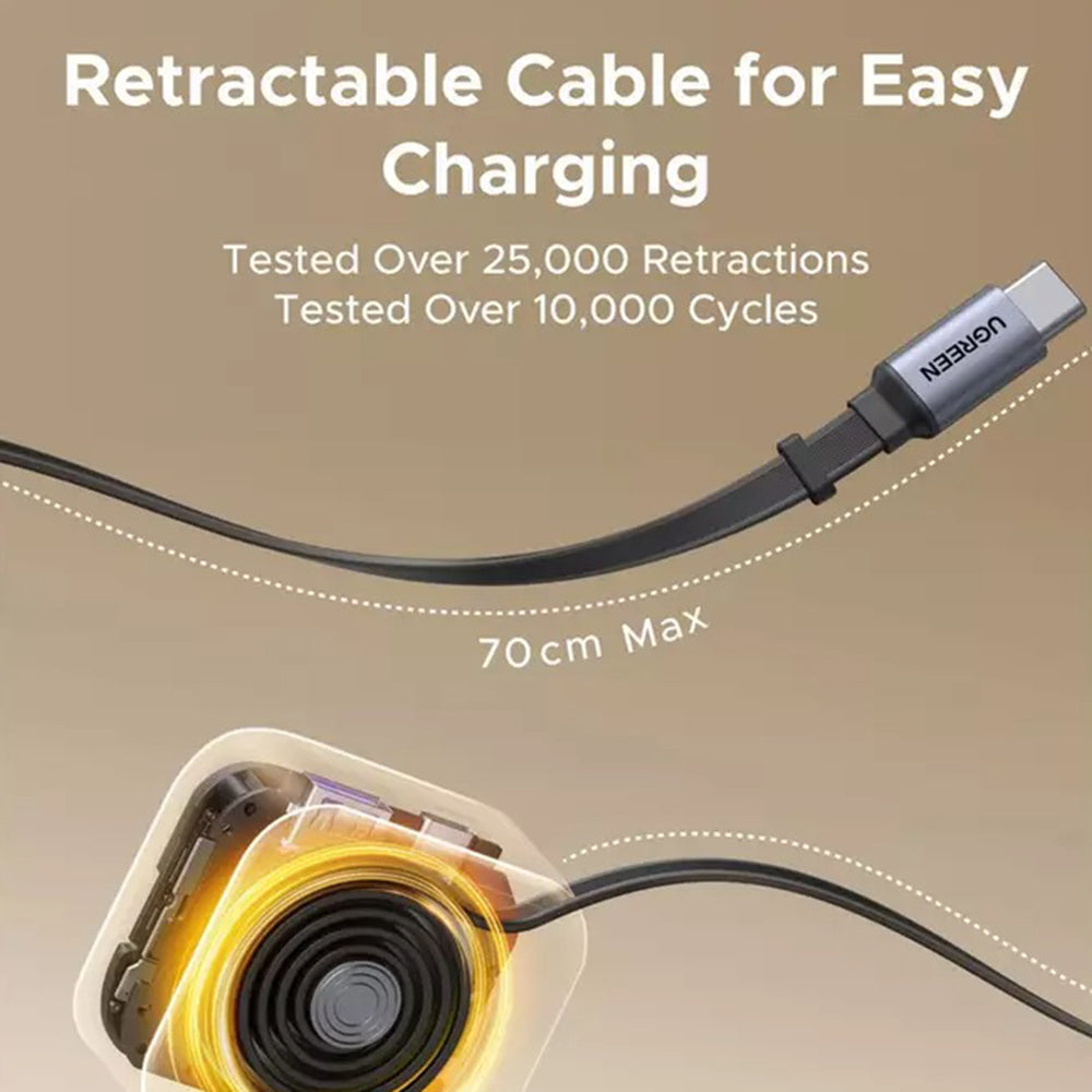 Φορτιστής Αυτοκινήτου με Καλώδιο USB-C UGREEN EC603, 90W, 3A, 1 x USB-A - 1 x USB-C, Γκρι