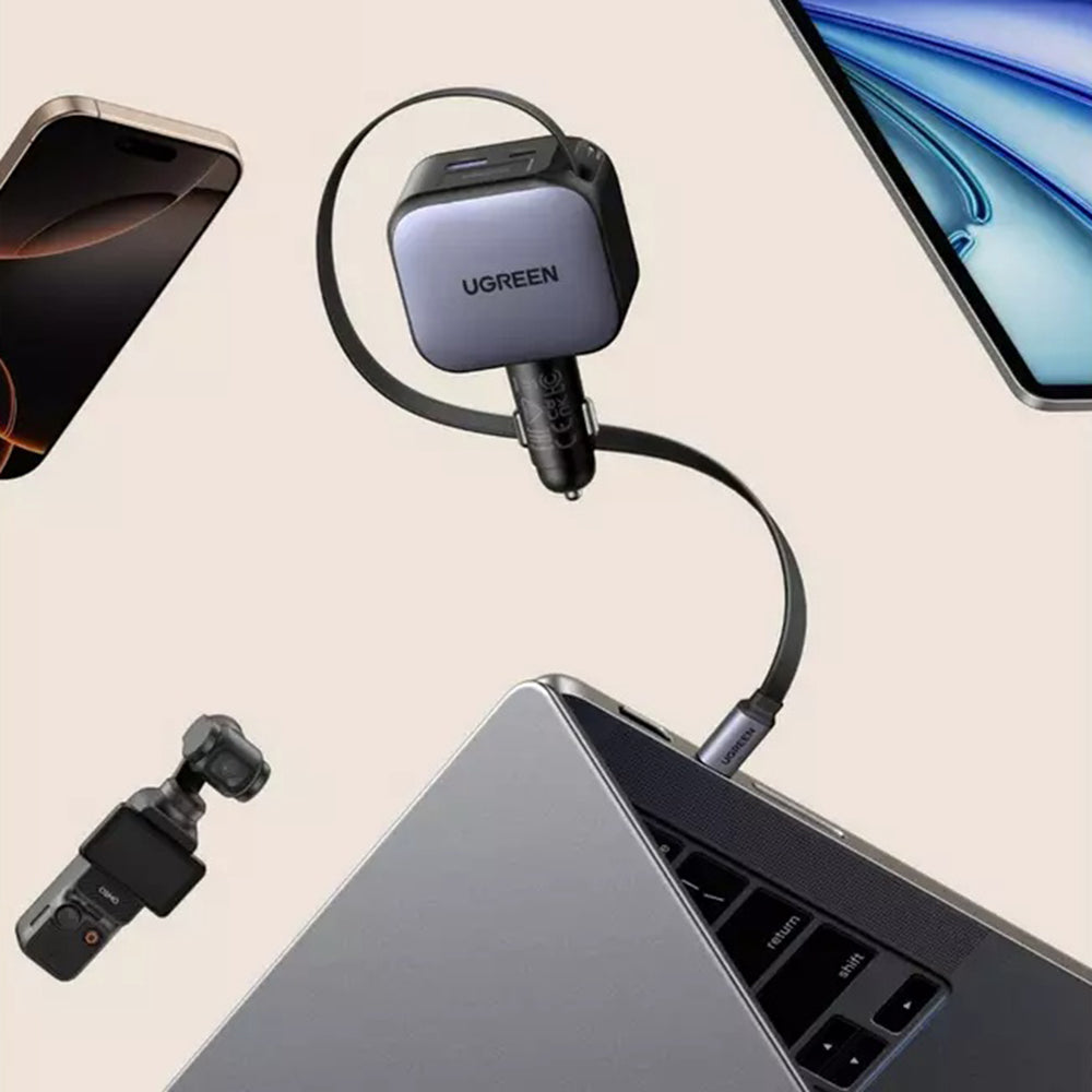 Φορτιστής Αυτοκινήτου με Καλώδιο USB-C UGREEN EC603, 90W, 3A, 1 x USB-A - 1 x USB-C, Γκρι