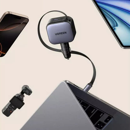 Φορτιστής Αυτοκινήτου με Καλώδιο USB-C UGREEN EC603, 90W, 3A, 1 x USB-A - 1 x USB-C, Γκρι