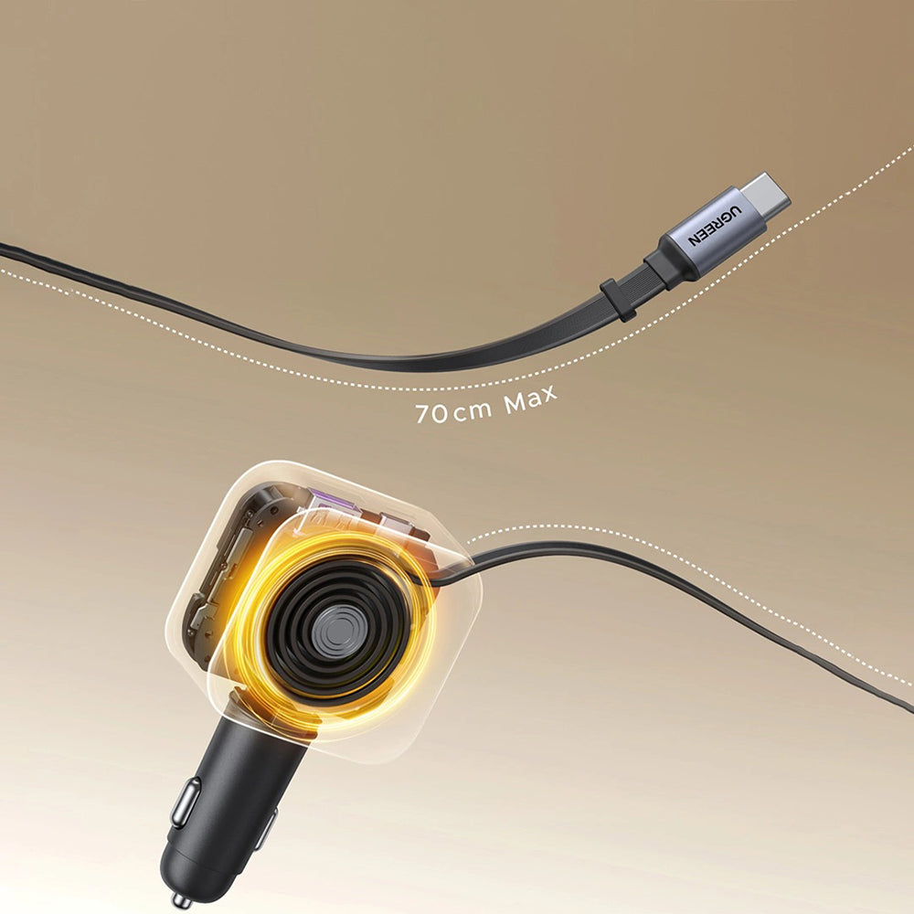 Φορτιστής Αυτοκινήτου με Καλώδιο USB-C UGREEN EC604 (55910B) Nexode, 145W, 1 x USB-A - 2 x USB-C, Μαύρο