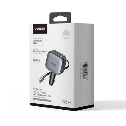 Φορτιστής Αυτοκινήτου με Καλώδιο USB-C UGREEN EC604 (55910B) Nexode, 145W, 1 x USB-A - 2 x USB-C, Μαύρο