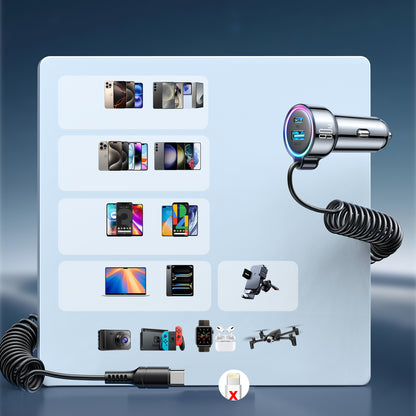 Φορτιστής Αυτοκινήτου με Καλώδιο USB-C Joyroom JR-CL07, 72W, 3A, 1 x USB-A - 1 x USB-C, Μαύρο