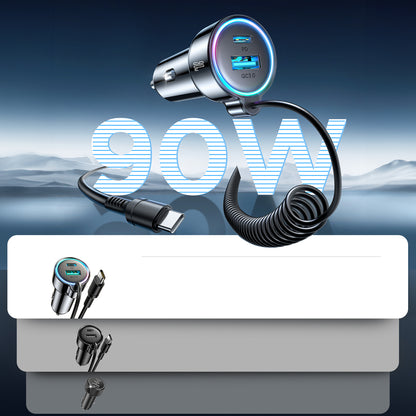 Φορτιστής Αυτοκινήτου με Καλώδιο USB-C Joyroom JR-CL07, 72W, 3A, 1 x USB-A - 1 x USB-C, Μαύρο