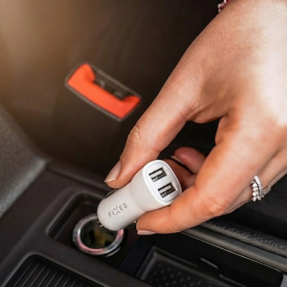 Φορτιστής Αυτοκινήτου Fixed, 15.5W, 3A, 2 x USB-A, Λευκό
