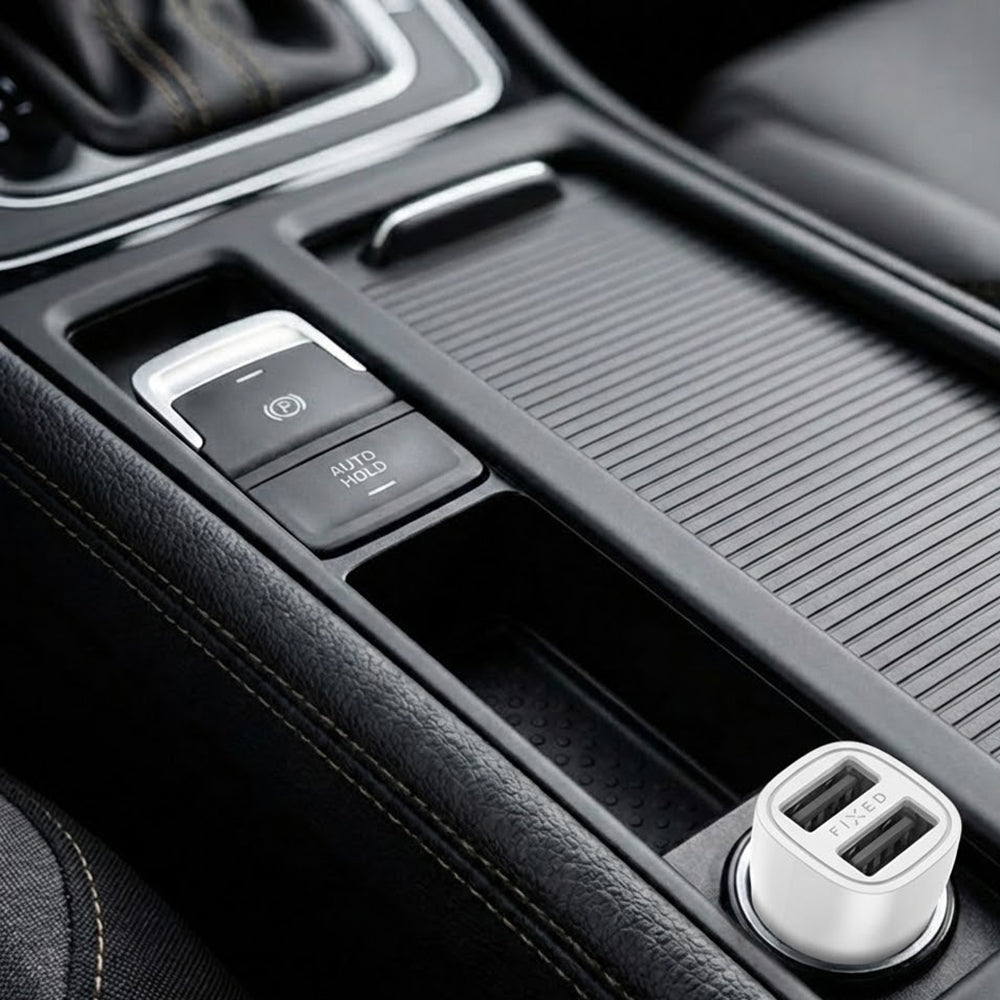 Φορτιστής Αυτοκινήτου Fixed, 15.5W, 3A, 2 x USB-A, Λευκό