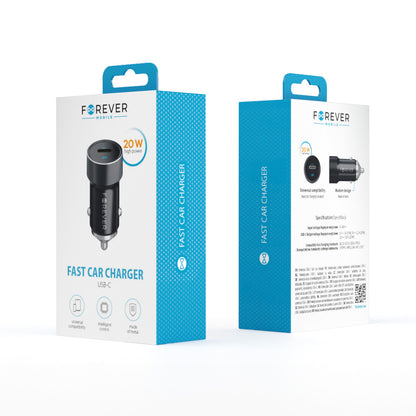 Φορτιστής Αυτοκινήτου Forever CC-06, 20W, 3A, 1 x USB-C, Μαύρο