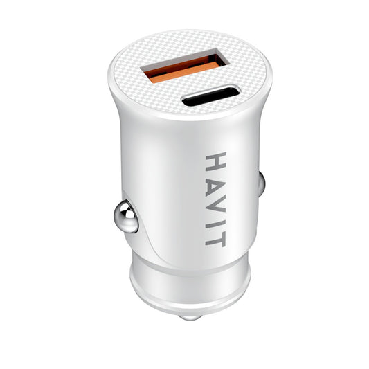 HAVIT CC2022 Car Charger, 20W, 3A, 1 x USB-A - 1 x USB-C, White