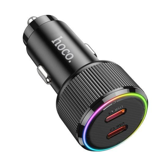 HOCO NZ14B Car Charger, 50W, 3A, 2 x USB-C, Black