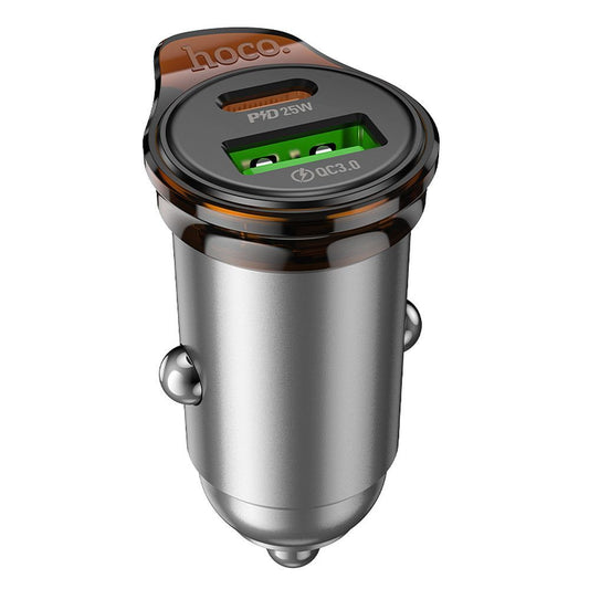 Φορτιστής Αυτοκινήτου HOCO NZ16A, 43W, 3A, 1 x USB-A - 1 x USB-C, Γκρι