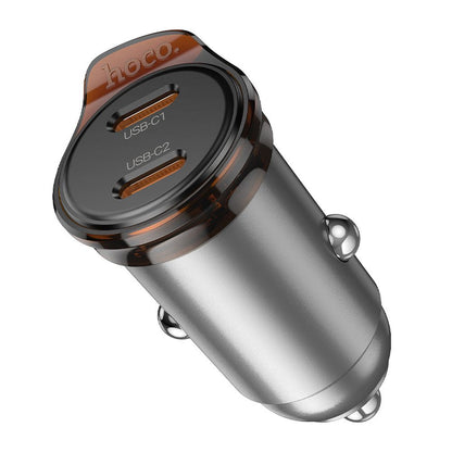 HOCO NZ16B Car Charger, 45W, 3A, 2 x USB-C, Gray