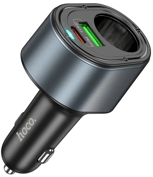 Φορτιστής Αυτοκινήτου HOCO Z56, 35W, 3A, 1 x USB-A - 1 x USB-C - 1 x Επέκταση Αναπτήρα, Μαύρο