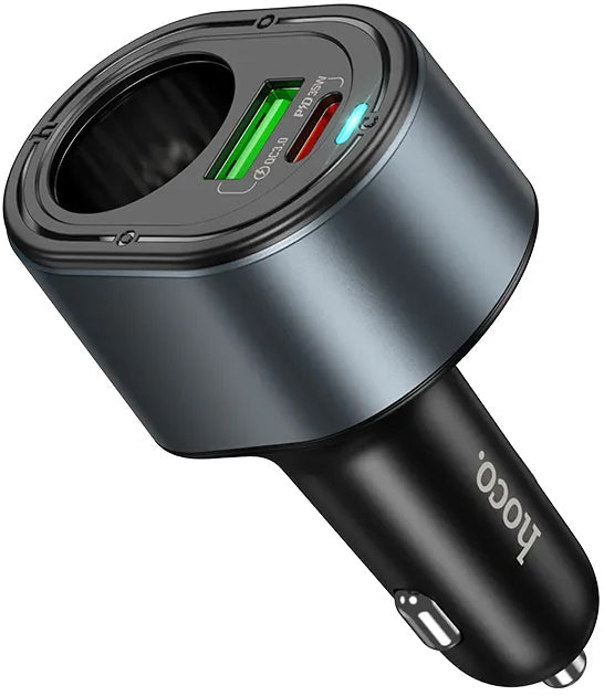 Φορτιστής Αυτοκινήτου HOCO Z56, 35W, 3A, 1 x USB-A - 1 x USB-C - 1 x Επέκταση Αναπτήρα, Μαύρο
