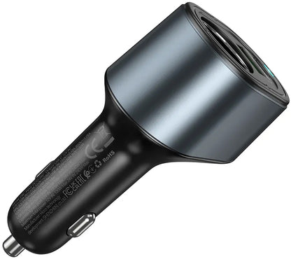 Φορτιστής Αυτοκινήτου HOCO Z56, 35W, 3A, 1 x USB-A - 1 x USB-C - 1 x Επέκταση Αναπτήρα, Μαύρο