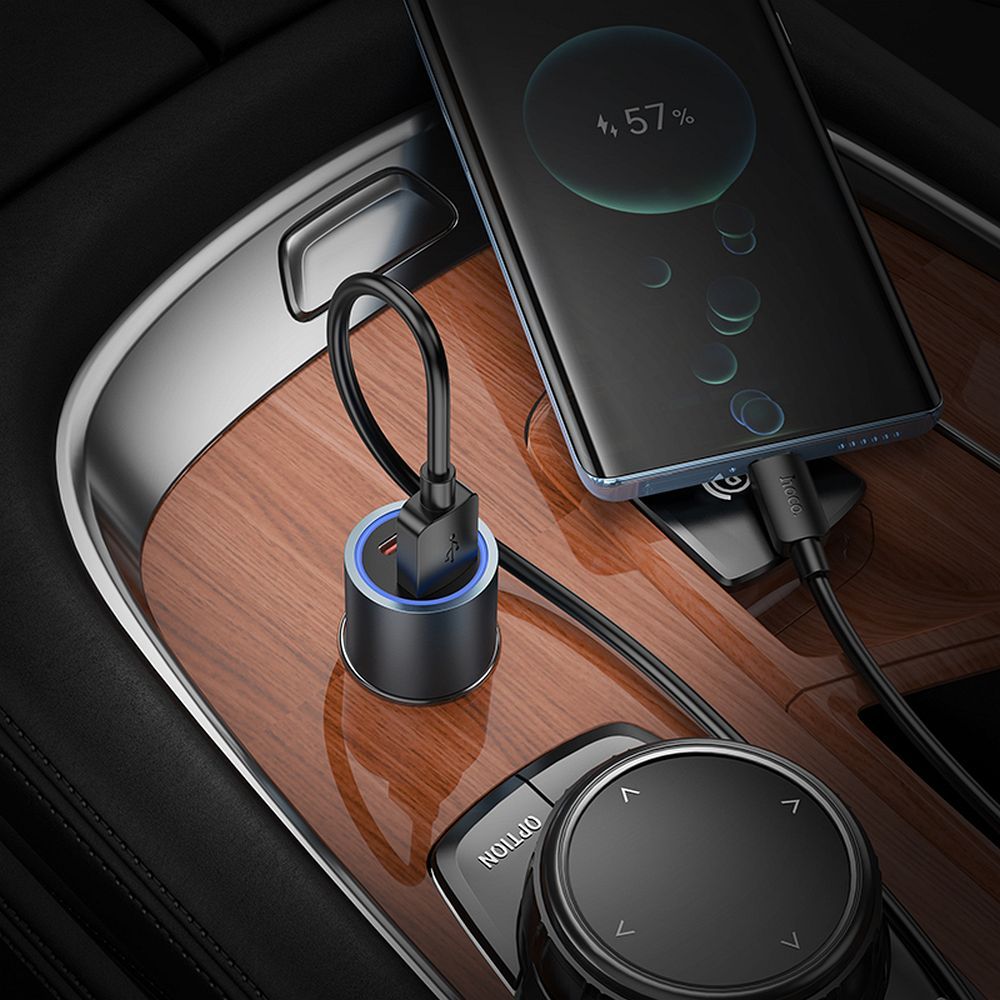 Φορτιστής Αυτοκινήτου HOCO Z60, 48W, 3A, 1 x USB-A - 1 x USB-C, Μαύρο
