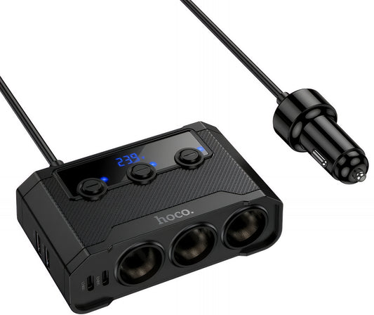 Φορτιστής Αυτοκινήτου HOCO Z64, 15.5W, 3.1A, 2 x USB-A - 2 x USB-C - 3 x Επέκταση Αναπτήρα, Μαύρο