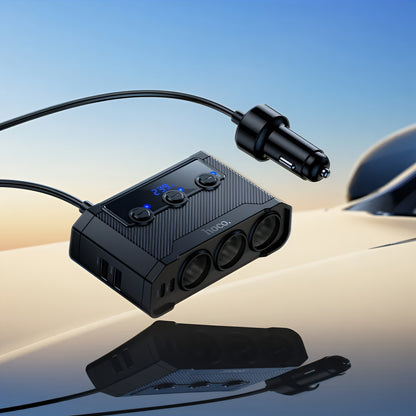 Φορτιστής Αυτοκινήτου HOCO Z64, 15.5W, 3.1A, 2 x USB-A - 2 x USB-C - 3 x Επέκταση Αναπτήρα, Μαύρο
