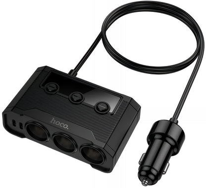 Φορτιστής Αυτοκινήτου HOCO Z64, 15.5W, 3.1A, 2 x USB-A - 2 x USB-C - 3 x Επέκταση Αναπτήρα, Μαύρο