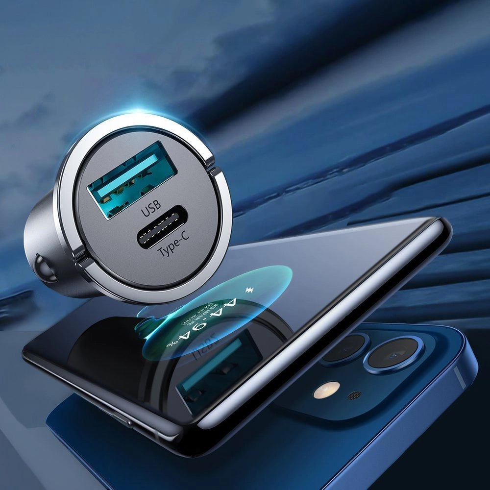 Φορτιστής Αυτοκινήτου Joyroom C-A35, 45W, 5A, 1 x USB-A - 1 x USB-C, Γκρι