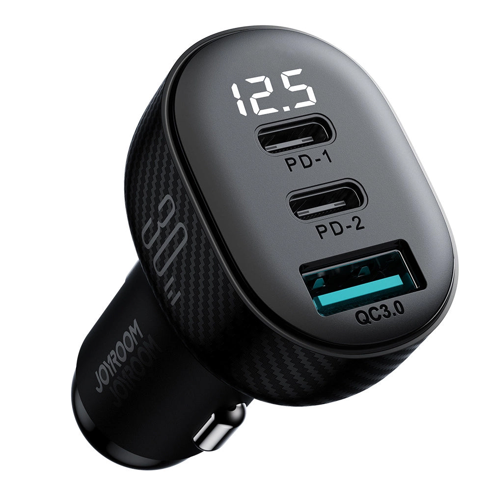 Φορτιστής Αυτοκινήτου Joyroom JR-CCD04, 30W, 3A, 1 x USB-A - 2 x USB-C, Μαύρο