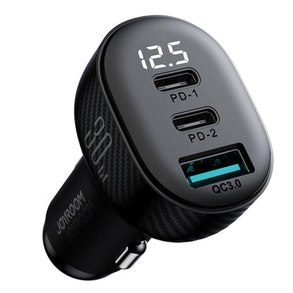 Φορτιστής Αυτοκινήτου Joyroom JR-CCD04, 30W, 3A, 1 x USB-A - 2 x USB-C, Μαύρο