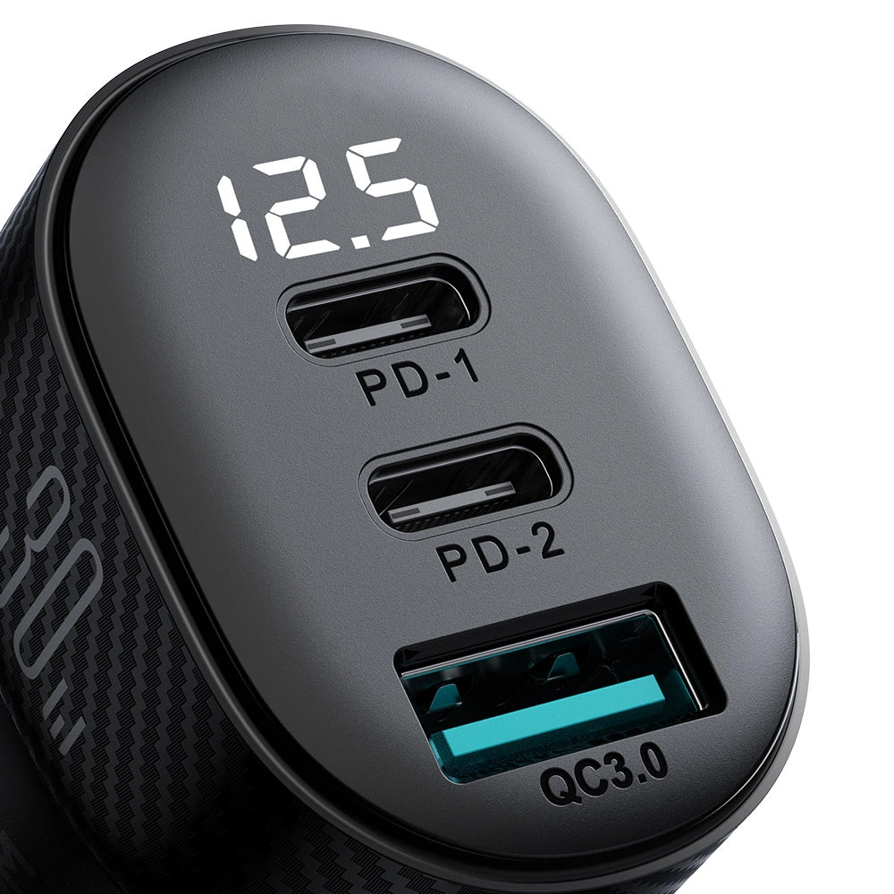 Φορτιστής Αυτοκινήτου Joyroom JR-CCD04, 30W, 3A, 1 x USB-A - 2 x USB-C, Μαύρο