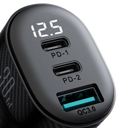 Φορτιστής Αυτοκινήτου Joyroom JR-CCD04, 30W, 3A, 1 x USB-A - 2 x USB-C, Μαύρο