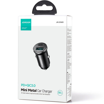 Φορτιστής Αυτοκινήτου Joyroom JR-CCN05, 30W, 3A, 1 x USB-A - 1 x USB-C, Μαύρο