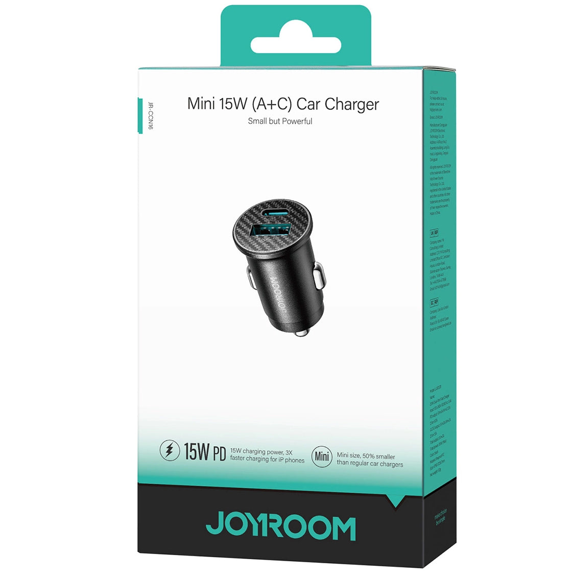 Φορτιστής Αυτοκινήτου Joyroom JR-CCN16 Mini, 12W, 2.4A, 1 x USB-A - 1 x USB-C, Μαύρο