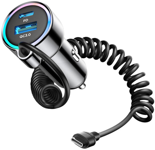 Φορτιστής Αυτοκινήτου με Καλώδιο USB-C Joyroom JR-CL07, 72W, 3A, 1 x USB-A - 1 x USB-C, Μαύρο