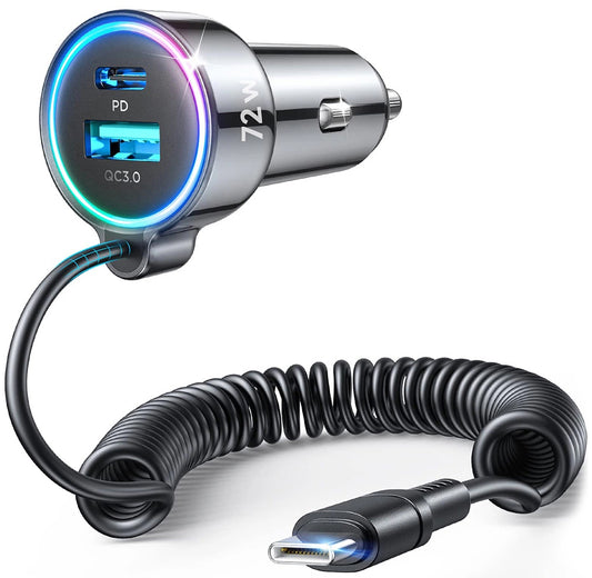 Φορτιστής Αυτοκινήτου με Καλώδιο USB-C Joyroom JR-CL07, 72W, 3A, 1 x USB-A - 1 x USB-C, Μαύρο