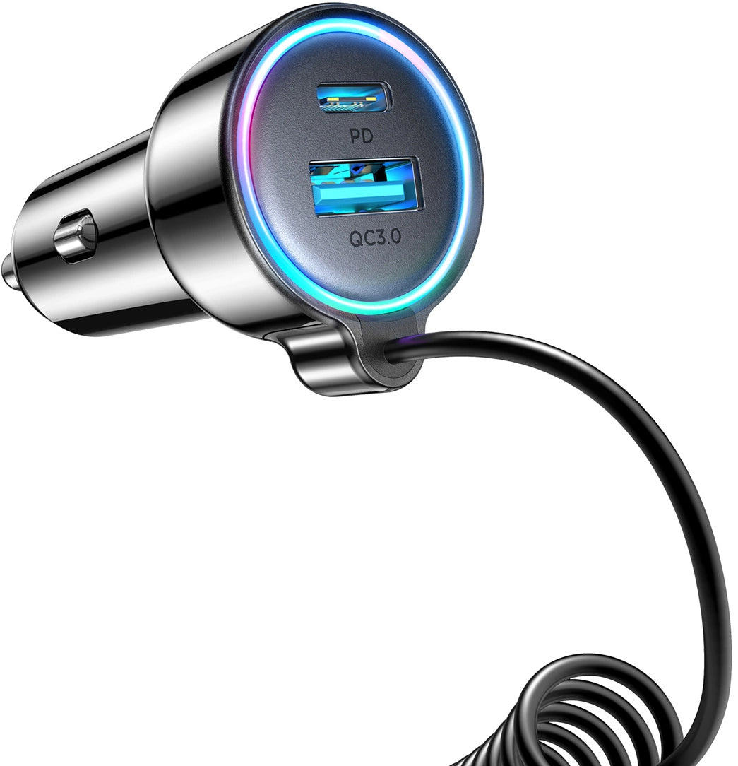 Φορτιστής Αυτοκινήτου με Καλώδιο USB-C Joyroom JR-CL07, 72W, 3A, 1 x USB-A - 1 x USB-C, Μαύρο